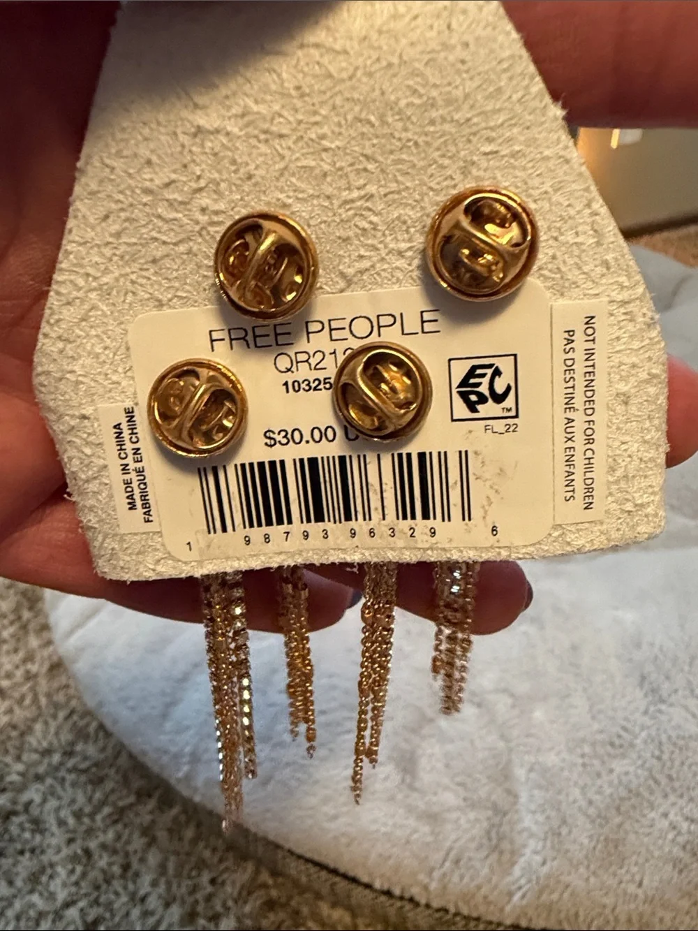 Free People Gold Tassel Brooches with Chain Drops